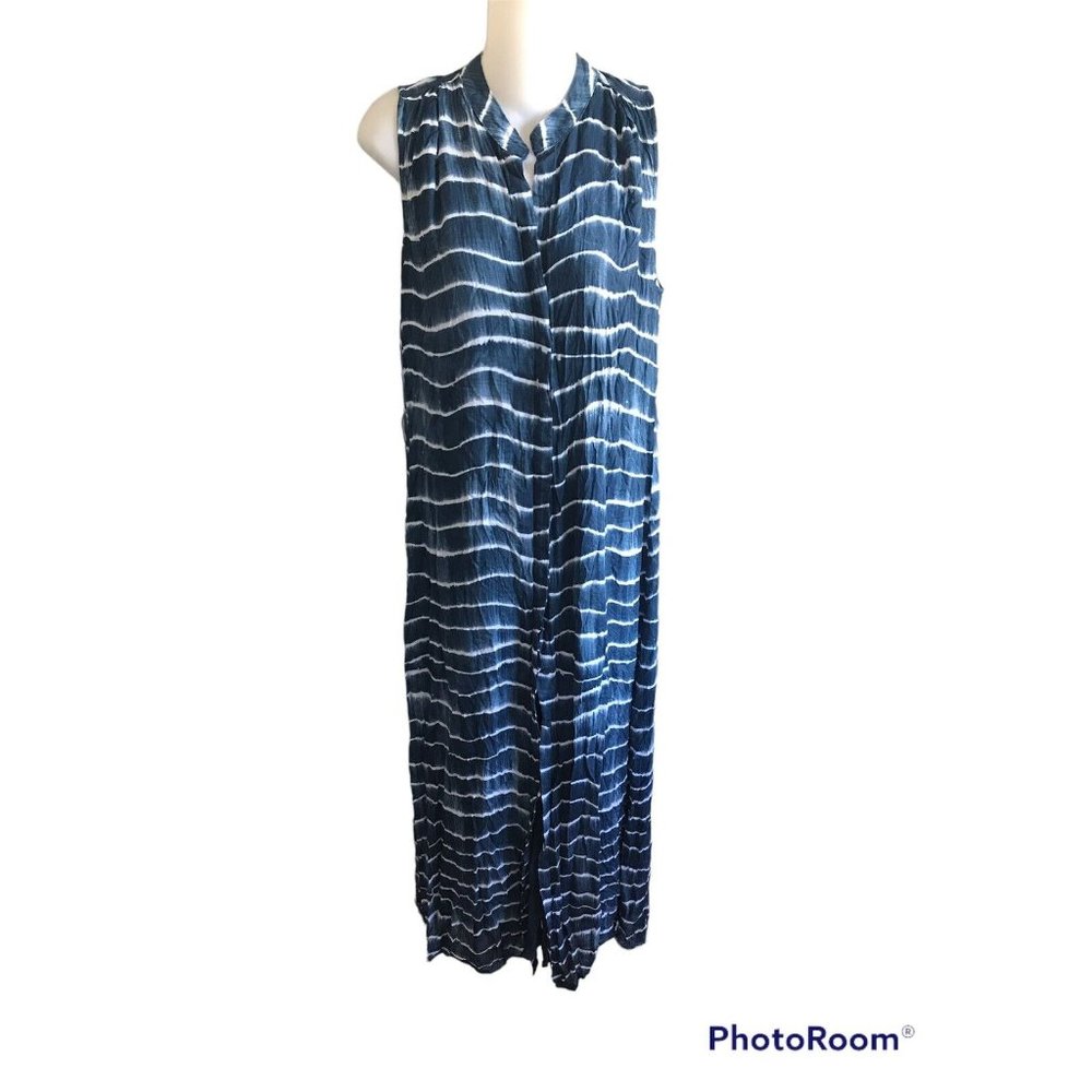 Bella Dahl Tie Dye Shirtdress Maxi Blue S
